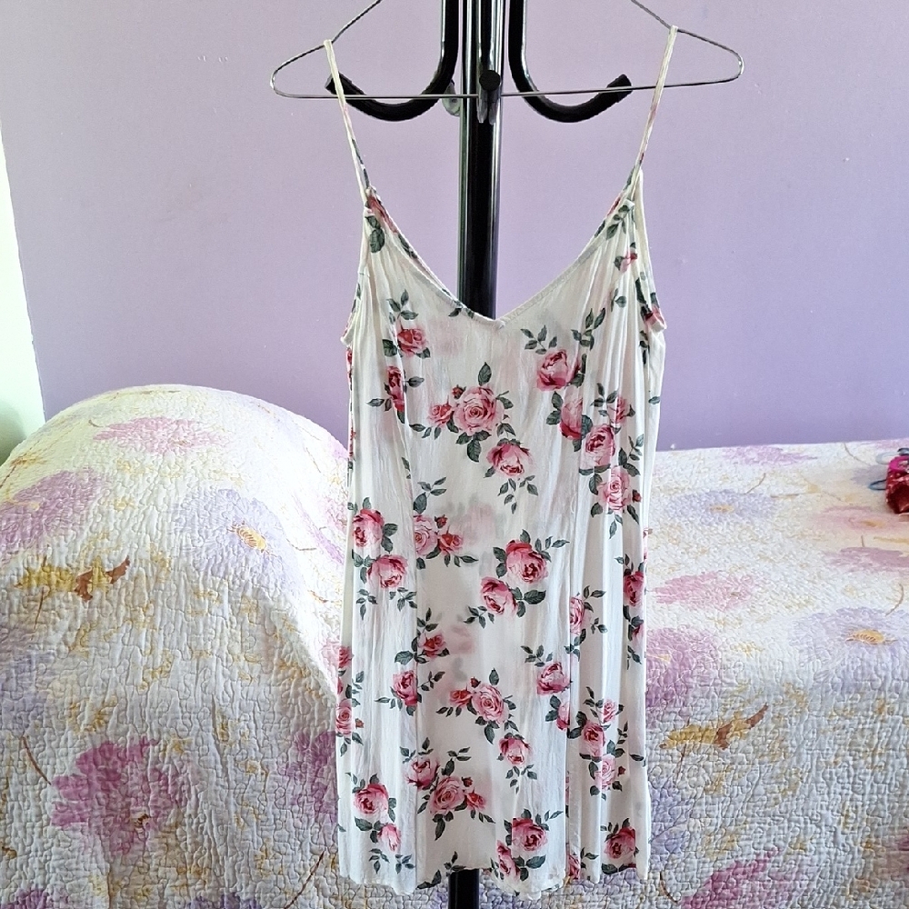 Elegant Rose Print Spaghetti Strap Dress